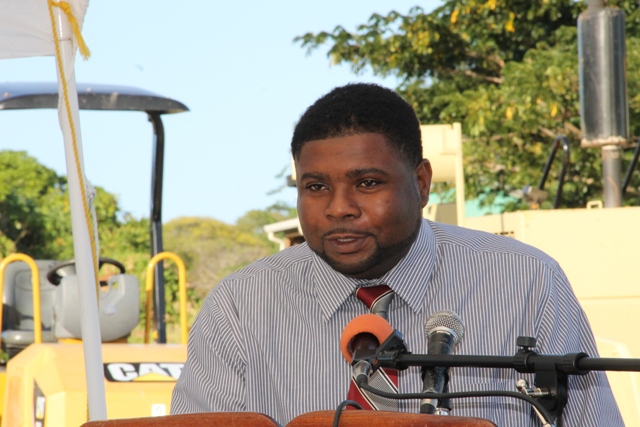 Junior Minister in the Ministry of Communication and Works Troy Liburd at the Opening and Renaming Ceremony of the Hamilton Road at Bocco Park on February 03, 2015